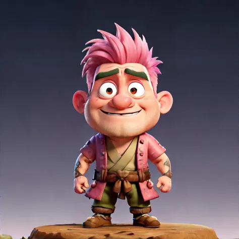 British troll man with pink mid fade hair wearing samurai outfit, masterpiece, high resolution, hd, 8k, shallow depth of field, sharp focus