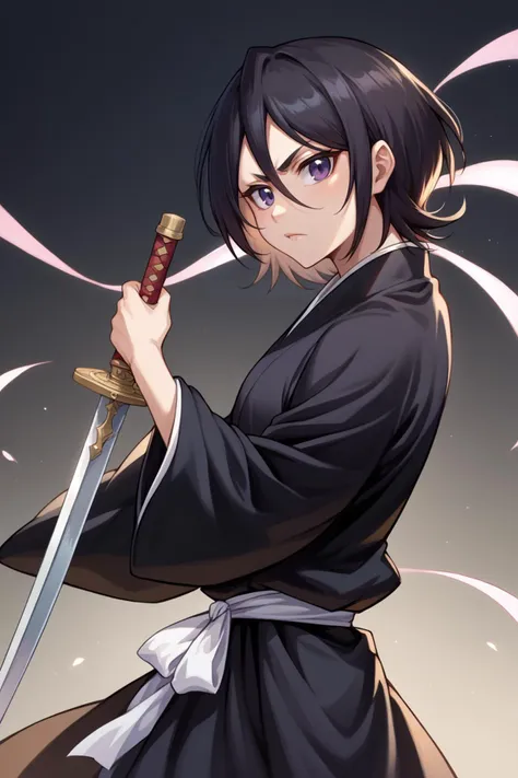 a close up of a person holding a sword in a field