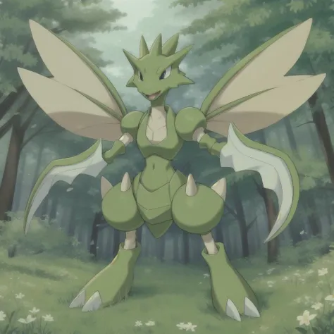 a close up of a pokemon character standing in a forest