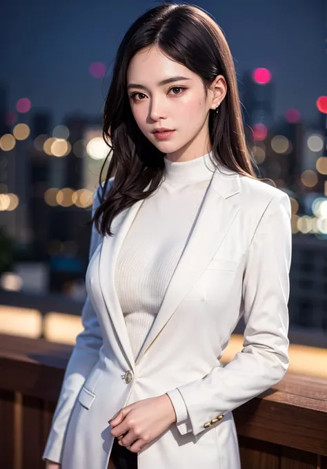 (city_night_lights,cityscape,
office lady,white coat,white_miniskrt,pantyhose),
 ,hand in own hair,
tight white gloves,
from above,
(looking away), 
(parted lips),happy,
smile,(detailed eyes,bright pupils),shiny skin, skindentation,
<lora:hipoly3DModelLora...