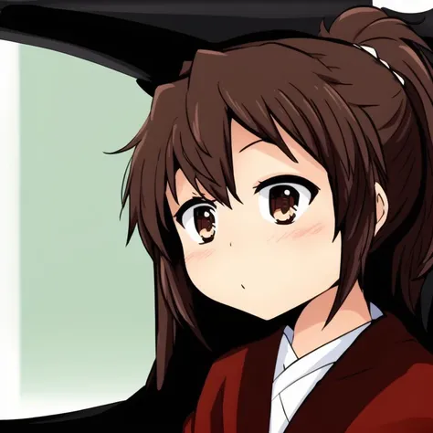 anime girl with ponytail hair in a car looking out the window