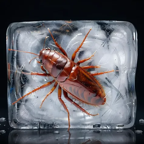 araffe in a block of ice on a black background