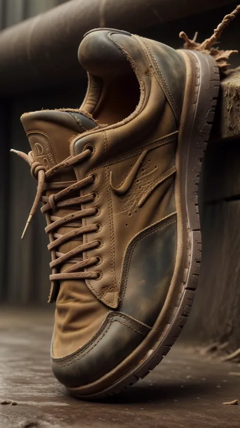 a close up of a pair of shoes on a wooden bench