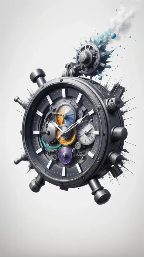 a close up of a clock with a bunch of gears coming out of it