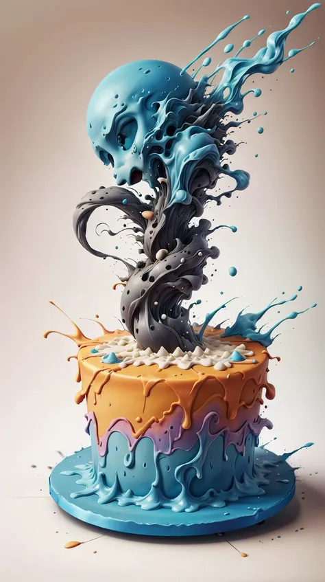 a close up of a cake with a blue octopus on top