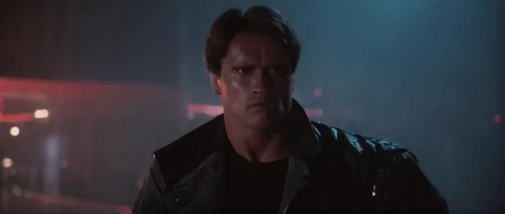 cinematic film still of  <lora:Terminator style:0.8>
In the 1980s Terminator a man with blood on his face driving a car,solo,black hair,red eye,1boy,jacket,male focus,blurry,blood,heterochromia,science fiction , horror themed, dark themed, low key light, d...