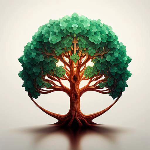 Kirigami representation of  cinematic film still upper body shot, full body shot, cinematic shot, there is a picture of a tree with many different colors, tree of life seed of doubt, world tree, tree of life inside the ball, tree of life, the world tree, c...