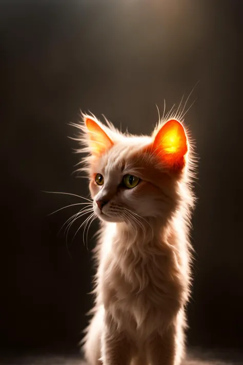 Glowing cat, wonderful light and shadow, ,(high quality), best quality,(realistic), real skin texture,Mechanical arms, mechanical halos, mechanical wings, mechanical parts