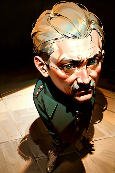 there is a bust of a man with a mustache and a green uniform