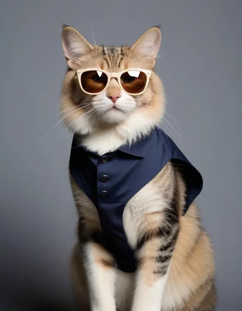 High quality studio photos of cats wearing sunglasses