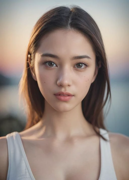 ultimate quality, masterpiece, ultra high res, (photorealistic, hyperrealistic:1.9), 1girl, detailed face, detailed eyes, white dress, dramatic lighting, sunset, sea, (detailed Shot on Hasseblad X1D-50c with Lens Hasselblad XCD-45P:1.6), (portrait:1.9)