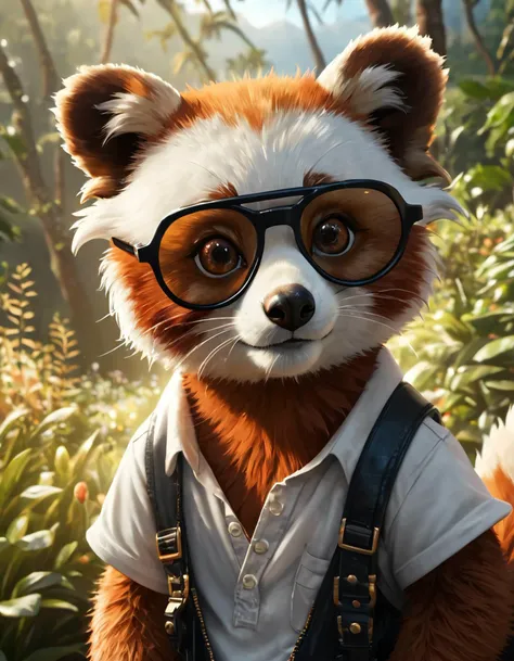 realistic photo of a cute red panda, wearing sunglasses, cinematic, dynamic lighting, photorealistic fantasy concept art, trending on art station, stunning visuals, creative, cinematic, ultra detailed