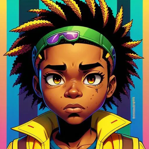 hot  boondocks style cartoon drawing of  gonzo/people/hiphop  , trending on artstation, hd, ((high quality)), vibrant color sche...