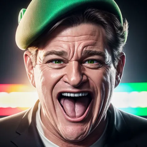 sean hannity   screaming with frustration   dressed like a leprechaun  (intricate:1.1), (realistic:1) digital painting , (vivid:...