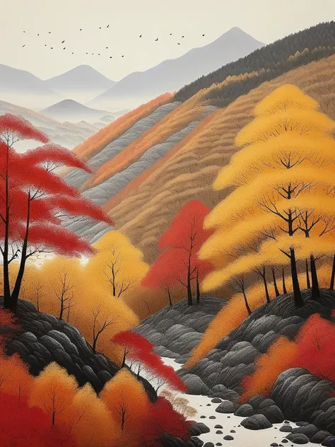 shenqiu,<lora:shenqiu-000020:0.7>mountain ,red autumnal leaves,