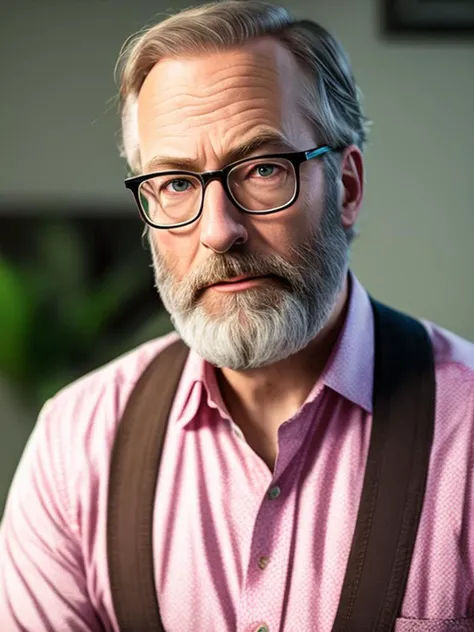 photo of (LuckyHank:0.99), a bearded man wearing glasses, wearing a brightly colored paisley shirt, with a matching vest,  detailed face, realistic skin, high quality, (brown eyes:1.1), Leica 50mm, f1. 4, natural light, grainy, (high detailed skin:1.2)