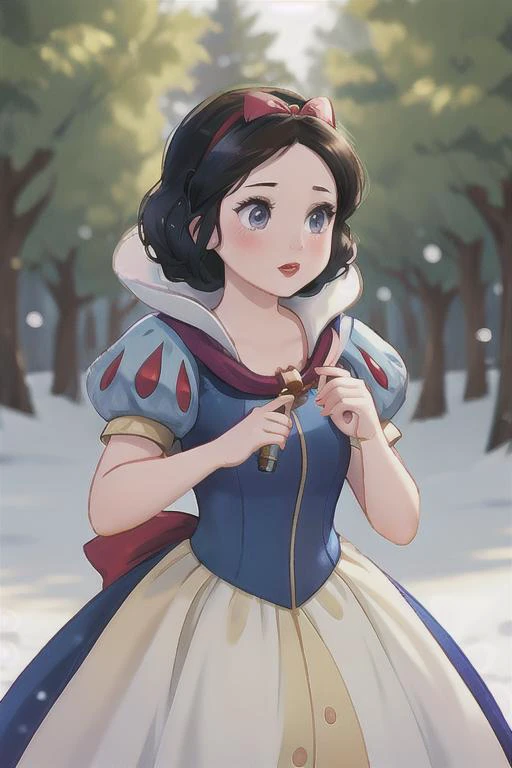 a cartoon picture of a snow princess in a white dress