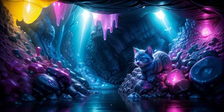 (pixar:0.7),
(disney:0.4), 
(3D:1.2),
(UHD:1.1), 
(detailed background visible:1.2),
close up of wet kitten, wet fur,
(inside mineral cave), shiny crystals, ,
 <lora:WaxWorld:0.65> WaxWorld, 
(Style: subsurface scattering, (pui), analog style, realistic, f...