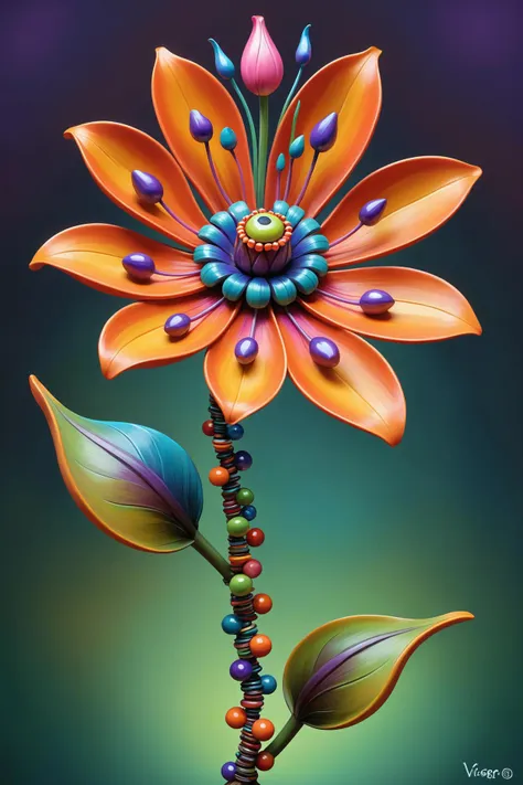 a close up of a flower with beads on it