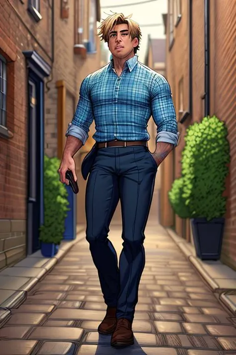 art by (DEN_MelkorMancin_Artsyle:0.8), a man in a shirt and black trousers down a Victorian cobbled stone street, male, man, 1boy, solo, slim, average build, long blonde hair,
masterpiece, intricate, amazing, best quality, <lora:add_detail:1> ,