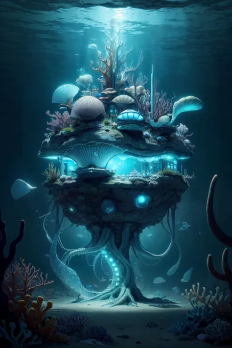 <lora:AtlantisTech-20:0.8>, atlantistech, scifi, undersea, bioluminescent, The Flinstones House