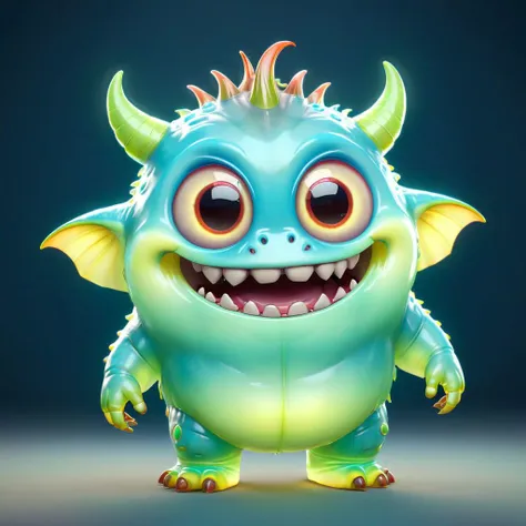 a close up of a cartoon monster with a big smile