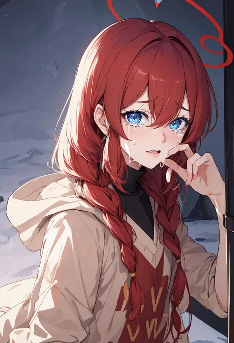 best quality, masterpiece, highres, solo, (maki_bluearchive:1.10), crying, sobbing, tears, portrait, looking at viewer, 34 <lora:maki_bluearchive:0.80>