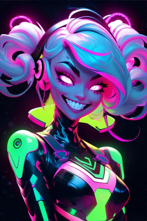 <lora:glowingnightmare:0.6>, GlowingNightmare, woman wearing Virtual reality interactive body harness with gesture control, smile, neon colors, glowing || masterpiece, perfect quality, sharp focus, shallow depth of field, 8k