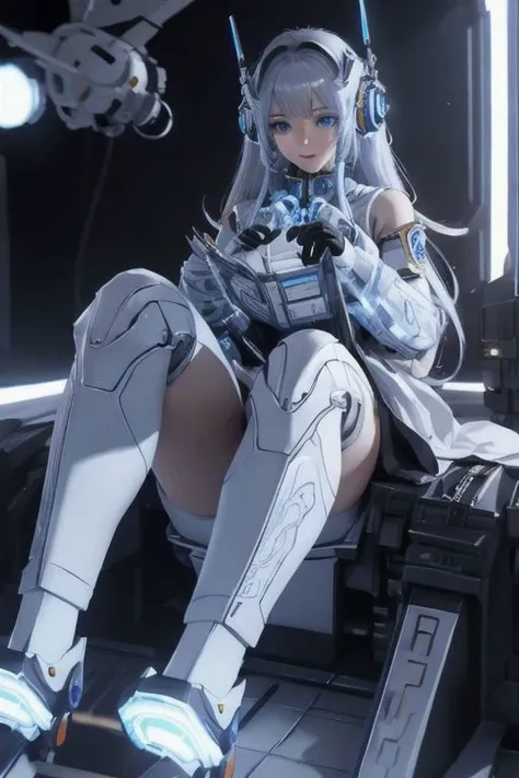 full_body, 1woman, mecha, glowing blue eyes, cute, biomechanical, complex robot, interior spaceship background in bokeh, hyper realistic, hyper detailed, intricate, insane fine details, crisp focus <lora:compb0t:0.8>, beautiful woman