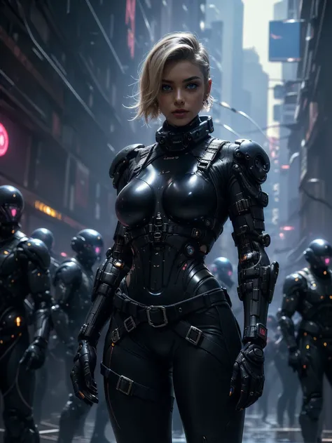 Beautiful  Cyberman,science fiction, (power armor,cable, harness, strap,earpiece),1girl,solo,
((UnderCut),blond hair, yellow hair:1.2), A carefully cut hairstyle,Classic Hollywood glamour,
(best quality,masterpiece:1.3),(vivid colors,color full:1.1),(Highl...