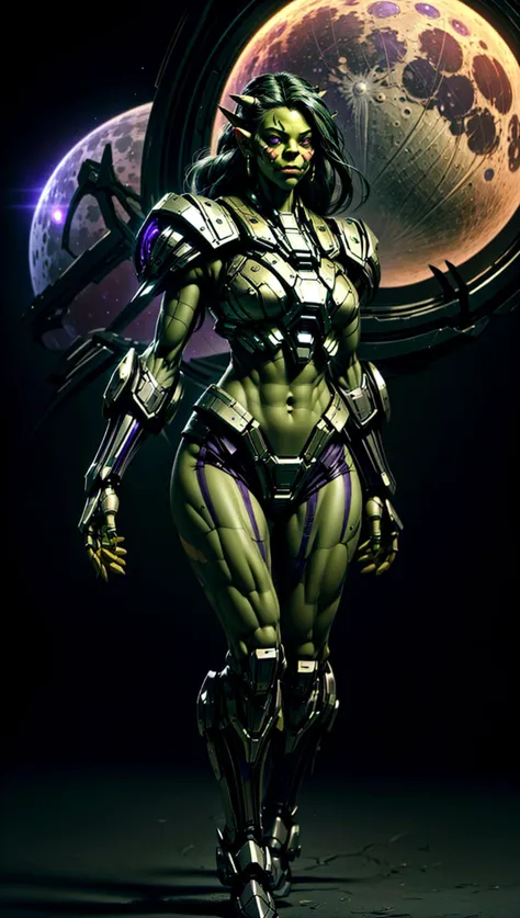 a woman in a futuristic suit with a sci - futuristic helmet and a sci - futuristic weapon