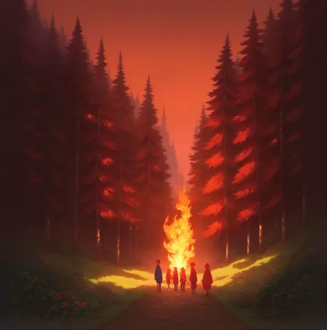 <lora:Detailed_Anime_Style_Backgrounds_for_PonyXL:0.8>,score_9,score_8_up,score_7_up,score_6_up,source anime,scenery,
forest wild fire, fire, animals are escaping, trees on fire, red theme,scenery,