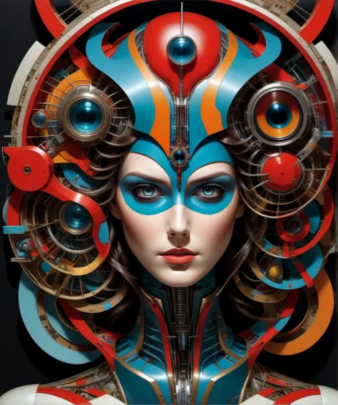 a close up of a woman with a futuristic headpiece and a futuristic face