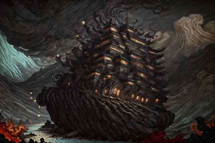 a close up of a painting of a ship in the ocean