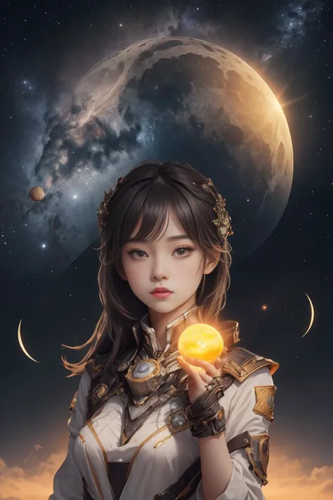 1girl,2d_artwork, <lora:Solarpunk:1.00>, moon,solar flare,milky way,