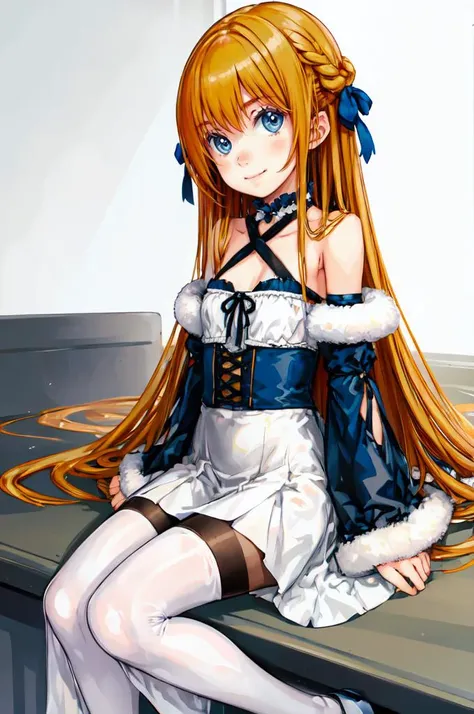 <lora:Focke_wulf_style_v02:1>, ultra detailed, masterpiece, best quality, solo, soft smile, light smile,
1girl, blue eyes, very long hair, blonde hair, long blonde hair, french braid, bangs, medium breasts,
hair ribbon, frilled choker, criss-cross halter, ...