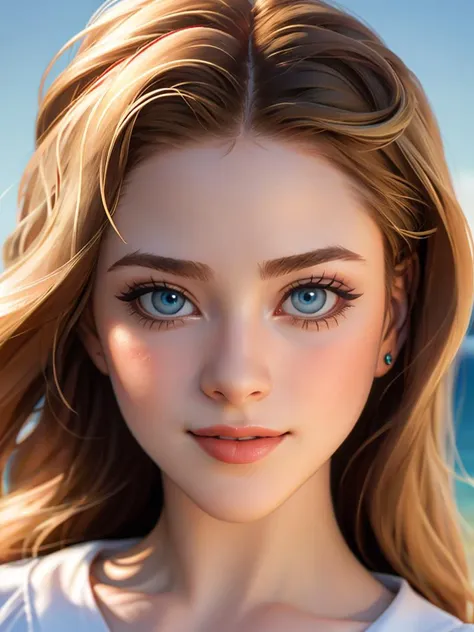 realistic photo of a beautiful 3v4nr4ch3l woman,1girl, solo, long hair, looking at viewer, smile, blue eyes, blonde hair, lips, ...