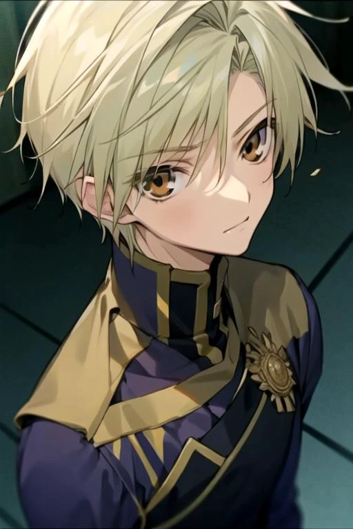 masterpiece, best quality, , 1boy, solo, male focus, looking at viewer, upper body, depth of field, <lora:mikage_celestine:0.74>, mikage_celestine, blonde hair, brown eyes, long sleeve shirt, , grimdark, Blu-ray