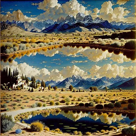 A world where everything is upside down and the sky is on the ground, mannerism oil painting, Mesmerizing, Ansel Adams, <lora:epiNoiseoffset_v2Pynoise:2>