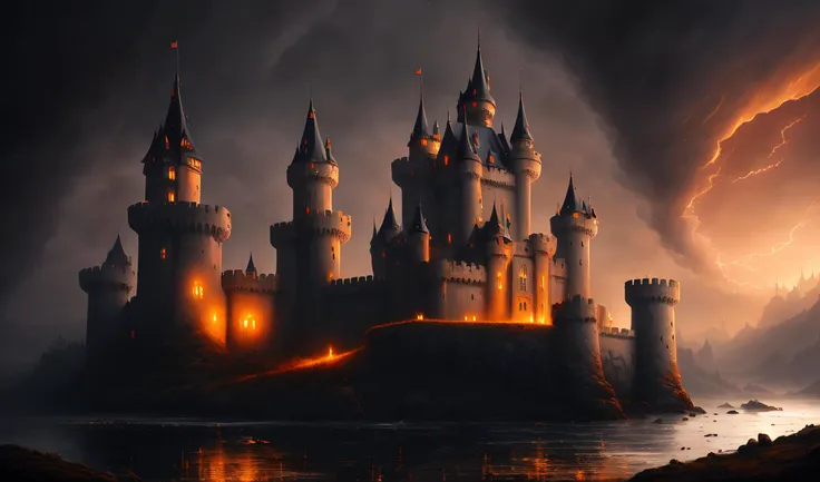 (speed painting)+ of a which castle, dark, fantasy,highly detailed, digital painting, highres