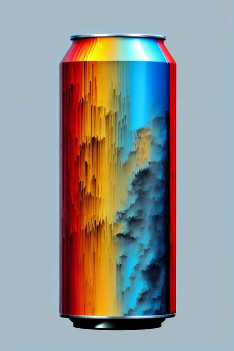 a close up of a can of soda with a sky background