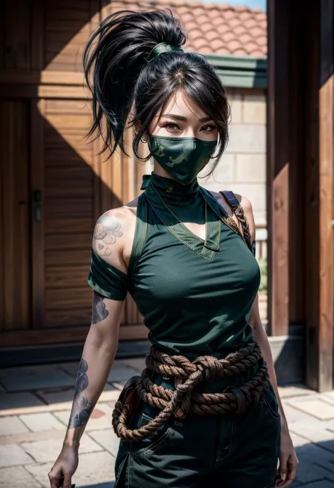 4k, 8k, best quality, ultra high res, (photorealistic:1.4),(masterpiece:1.2), best quality, masterpiece, highres, original, extremely detailed wallpaper, (ultra-detailed), (best illustration), (best shadow), (realism), realistic,1girl, akali, abs, arm tatt...