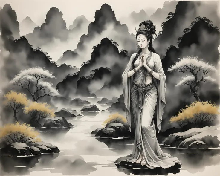 ink wash painting [ of a goddess:6]