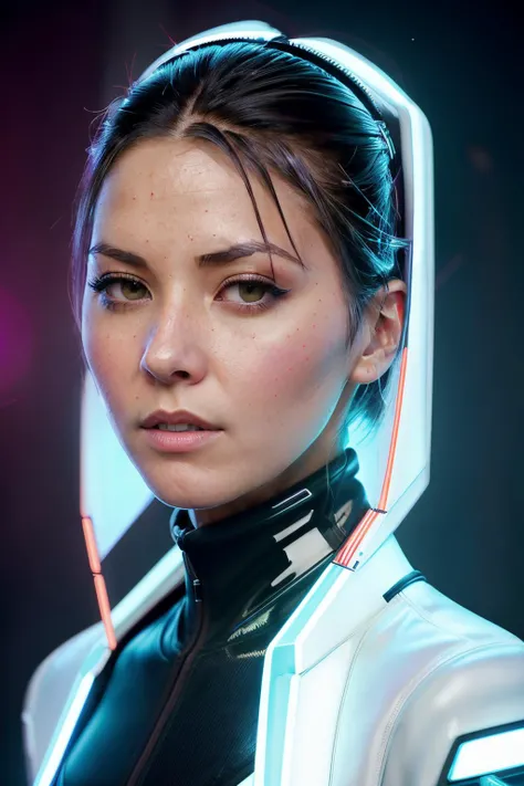 oliviaMu1 in cyber neon lighting, futurism, intricate futuristic jewelry accessories, cyberpunk glossy white latex turtleneck, hyper photorealistic, crispy quality, digital photography, trending in artstation, trending in pinterest, cinematic, 4 k ultra hd...