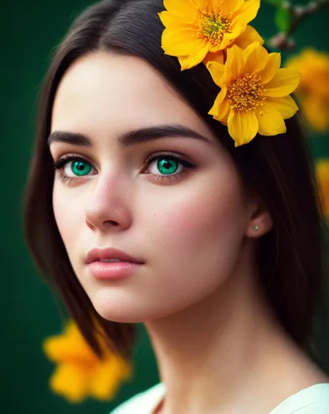 realistic photography,<lora:flowerdance:0.4>, full of yellow flowers, orange flowers, close up, beautiful girl, dark eyes, greenish background,film grain, retro color theme, (realistic skin_details, sharp focus, eyes_focus, masterpiece,best quality,finely ...