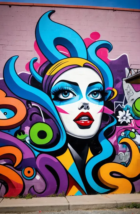 abstract, sexy, moody, colorful, wacky, mural, graffiti,