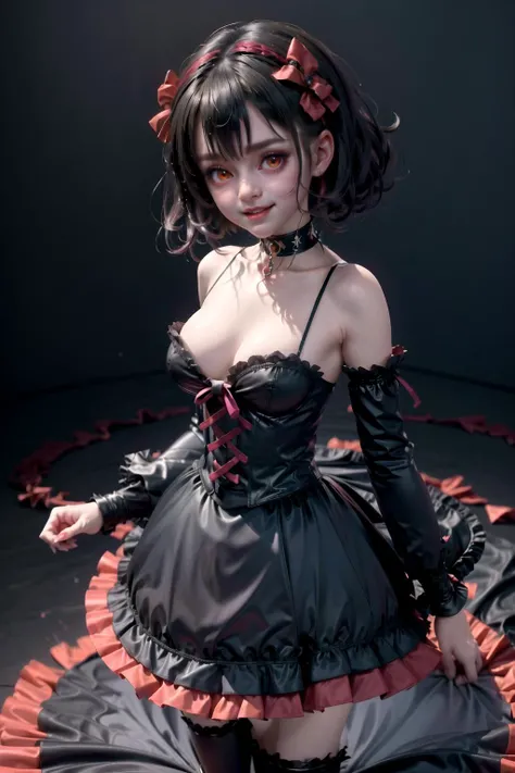 (anime, 8k, masterpiece, top quality, best quality, beautiful and aesthetic:1.2, professional illustrasion:1.1 ,ultra detail:1.3 , perfect lighting), highly detailed ,1girl, jewelry, collar , ribbon_choker, gothic <lora:charming Kurumi_109_2023-10-06_21412...