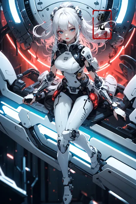 (masterpiece,top quality,best quality,official art,beautiful and aesthetic:1.2), (full body:1.0), robotic gid Dynamic Angle, Perspective, High Point,pov
blue eyesA mature facesideways glance, (cold attitude,eyeshadow,eyeliner:1.1),(red lips:1.2),watery...