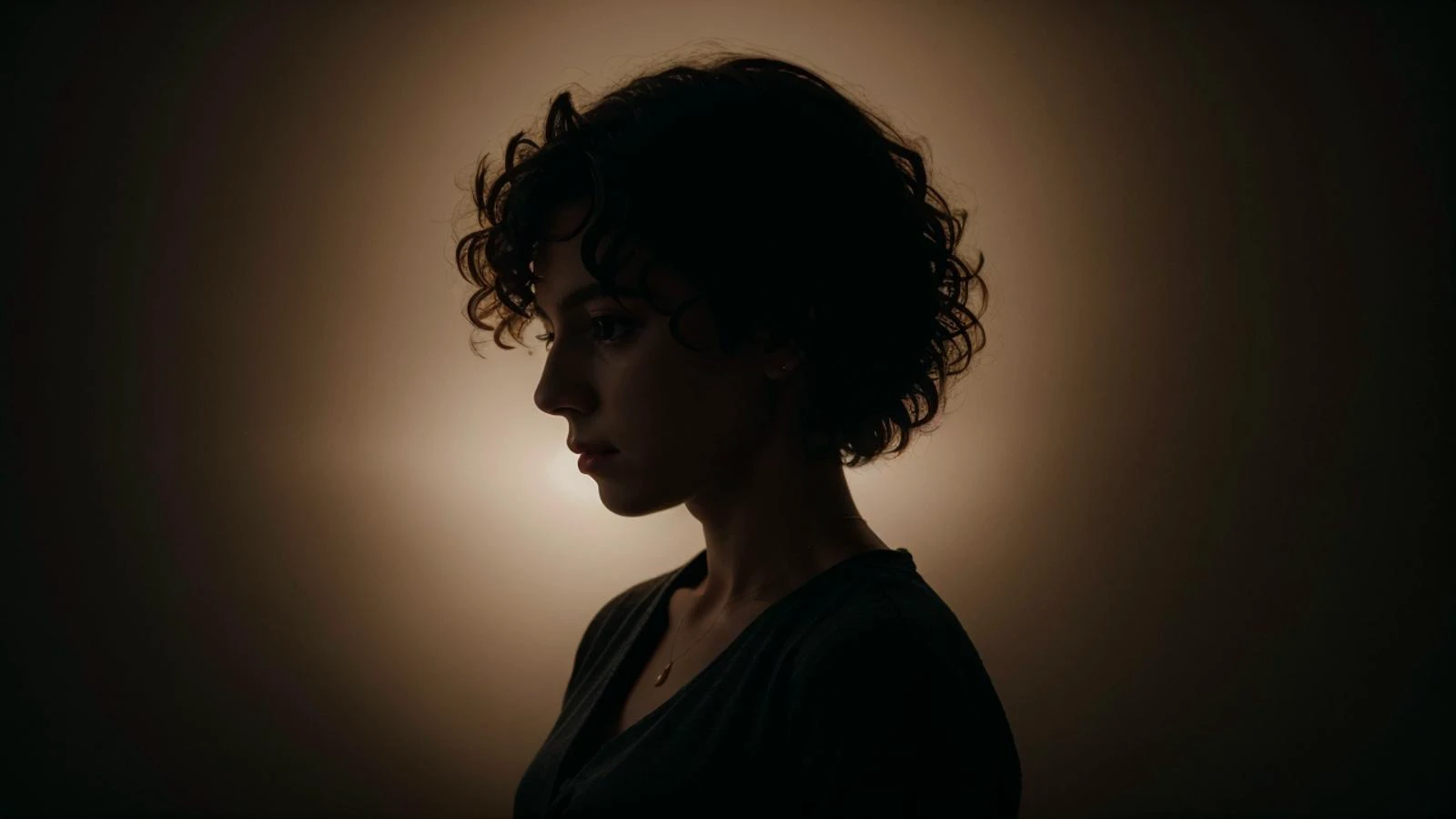 masterpiece,cinematic, filmic image 4k, 8k ,1girl,curly hair,in the dark,deep shadow