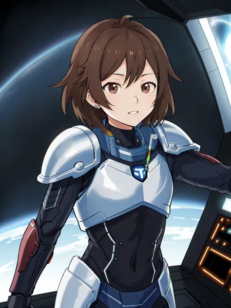 masterpiece, best quality,
<lora:add_detail:-0.7>
<lora:kindred_spirits.v3-000007:0.9>
kd_vnstyle
(small eyes),
vivid colors,
1girl, (solo)
(" ")
brown hair,
""
""
space marine armor, futuristic armor, science fiction armor,
spaceship, cockpit, heads up di...